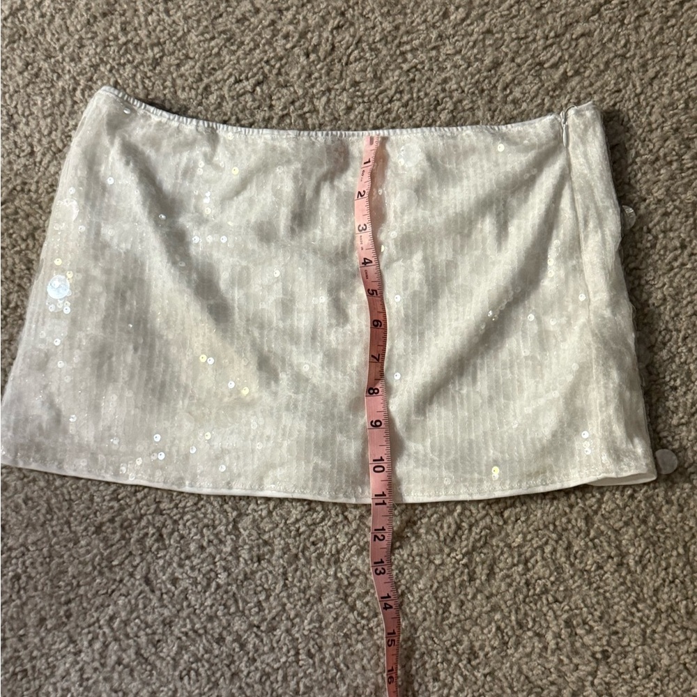 White Sequin Mini Skort
